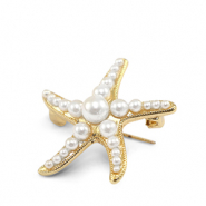 Broschen Starfish with Pearls Gold