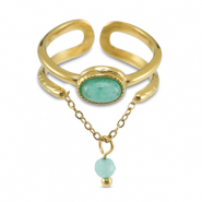Stainless Steel - Rostfrei Stahl Ringe mit Naturstein Gold-turquoise blue