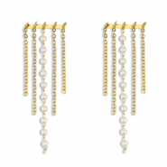 Stainless Steel - Rostfrei Stahl Ohrringe / Ohrstecker with imitation pearls Gold