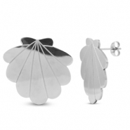 Stainless Steel - Rostfrei Stahl Ohrringe / Ohrstecker Shell Silver