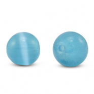 Glas Perlen 6 mm Cat's Eye Sky blue