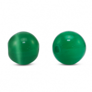 Glas Perlen 6 mm Cat's Eye Dark green