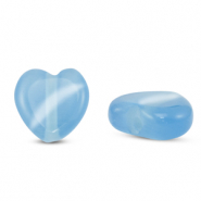Glas Perlen Cat's Eye Heart Blue