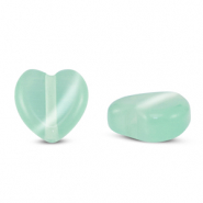 Glas Perlen Cat's Eye Heart Mint turquoise