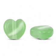 Glas Perlen Cat's Eye Heart Light green