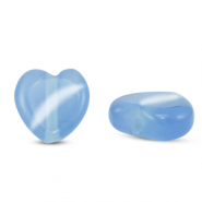 Glas Perlen Cat's Eye Heart Blue