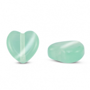 Glas Perlen Cat's Eye Heart Mint turquoise