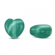 Glas Perlen Cat's Eye Heart Dark green