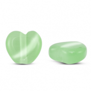 Glas Perlen Cat's Eye Heart Light green