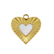 Anh&auml;nger aus Stainless Steel - Rostfreiem Stahl Shell Heart Gold-white (Naturliche Farbe)