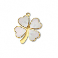 Anh&auml;nger aus Stainless Steel - Rostfreiem Stahl Shell Clover Gold-white (Naturliche Farbe)
