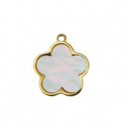 Anh&auml;nger aus Stainless Steel - Rostfreiem Stahl Shell Flower Gold-white (Naturliche Farbe)