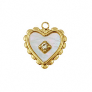 Anh&auml;nger aus Stainless Steel - Rostfreiem Stahl Shell Heart Gold-white (Naturliche Farbe)