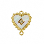 Anh&auml;nger aus Stainless Steel - Rostfreiem Stahl Connector Shell Heart Gold-white (Naturliche Farbe)