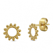 Stainless Steel - Rostfrei Stahl Ohrringe / Ohrstecker Flower Gold