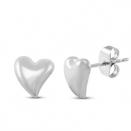 Stainless Steel - Rostfrei Stahl Ohrringe / Ohrstecker Heart Silver