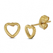 Stainless Steel - Rostfrei Stahl Ohrringe / Ohrstecker Heart Gold