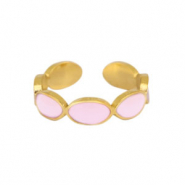 Stainless Steel - Rostfrei Stahl Ringe Enamel oval Lilac-gold