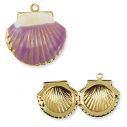 TQ Metall Brass Anh&auml;nger Shell Gold-purple