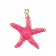 TQ Metall Brass Anh&auml;nger Starfish Gold-dark pink