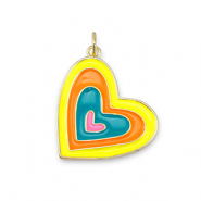 TQ Metall Brass Anh&auml;nger Heart Gold-multicolor neon
