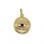 TQ Metall Brass Anh&auml;nger Zirconia Evil Eye Gold-dark blue