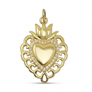TQ Metall Brass Anh&auml;nger Zirconia Heart Gold