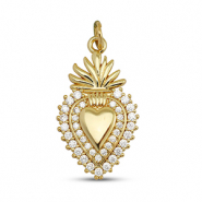 TQ Metall Brass Anh&auml;nger Zirconia Heart Gold