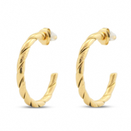 Stainless Steel - Rostfrei Stahl Ohrringe / Ohrstecker Creolen Gold