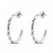 Stainless Steel - Rostfrei Stahl Ohrringe / Ohrstecker Creolen Silver