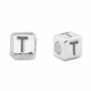 Perle Buchstabe Metall DQ T Antik silber (Nickelfrei)