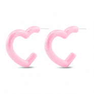 Musthave Ohrringe Heart Light pink-pearl shine coating