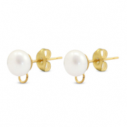 Zubeh&ouml;r aus Stainless Steel - Rostfreiem Stahl Ohrringe / Ohrstecker Imitation Pearl with loop 8mm Gold