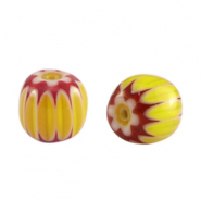 Millefiori-Glasperlen Tube Light orange-red