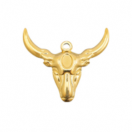 Anh&auml;nger aus Stainless Steel - Rostfreiem Stahl Texas Longhorn Skull Gold