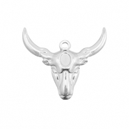 Anhänger aus Stainless Steel - Rostfreiem Stahl Texas Longhorn Skull Silver