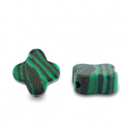 Perlen Naturstein Calcit Clover Green-black