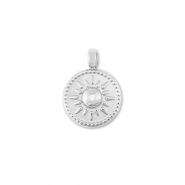 Anhänger aus Stainless Steel - Rostfreiem Stahl Round with sun Silver