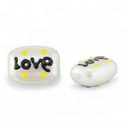Perlen Acryl "love" Pearl-black-yellow
