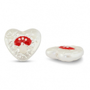 Perlen Acryl Heart with Mushroom Pearl-red-white