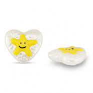 Perlen Acryl Heart with Star Pearl-yellow-black