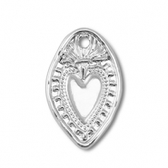 Anh&auml;nger Metall Oval with Heart Silver