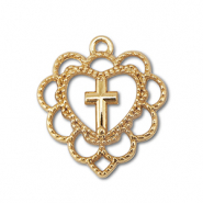 Anh&auml;nger Metall Heart With Cross Gold