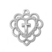 Anh&auml;nger Metall Heart With Cross Silver
