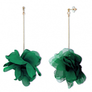 Musthave Ohrringe/Ohrstecker Chiffon Flower Dark green-gold