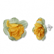 Musthave Ohrringe/Ohrstecker Chiffon Flower Green-yellow-silver