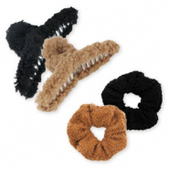 Mixed-haaraccessoires haarklemmen scrunchies Teddy Black-brown