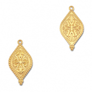 Anh&auml;nger Metall DQ Oval with Flower Gold (Nickelfrei)