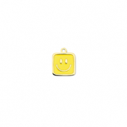 Anh&auml;nger aus Stainless Steel - Rostfreiem Square with Smiley Gold-yellow
