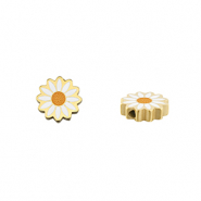 Perlen aus Stainless Steel - Rostfreiem Daisy Gold-white
